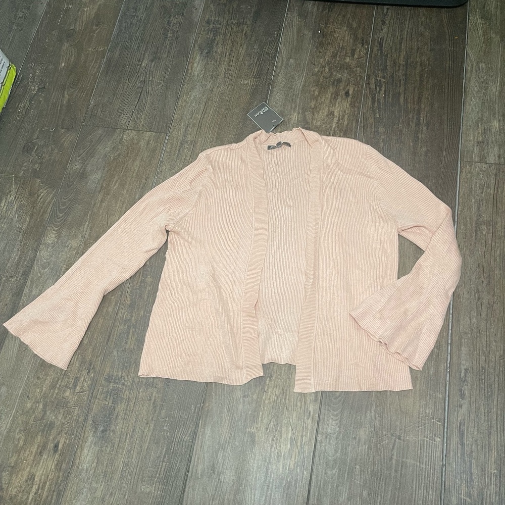 Dusty Rose Barbie Pink Open Cardigan Sweater  Size Large  89th & Madison  NWT